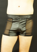 PLEATHER MESH HOT PANTS